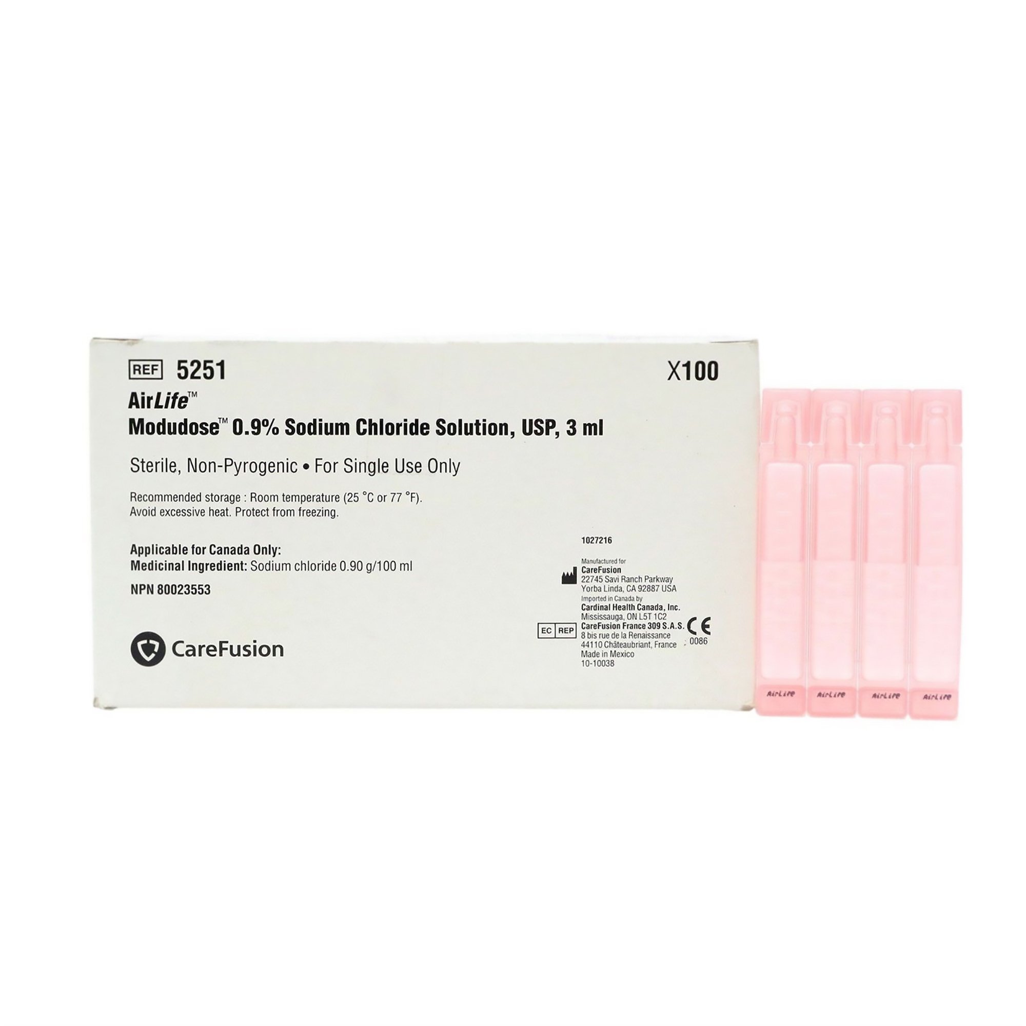 AirLife® Modudose® Respiratory Therapy Solution Sodium Chloride 0.9% Solution Unit Dose Vial 3 mL  (100/BX 10BX/CS) by AirLife  ID 5251